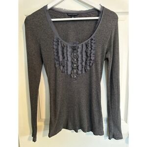 Banana Republic Womens Charcoal Gray Ribbed Knit Long Sleeve Medium